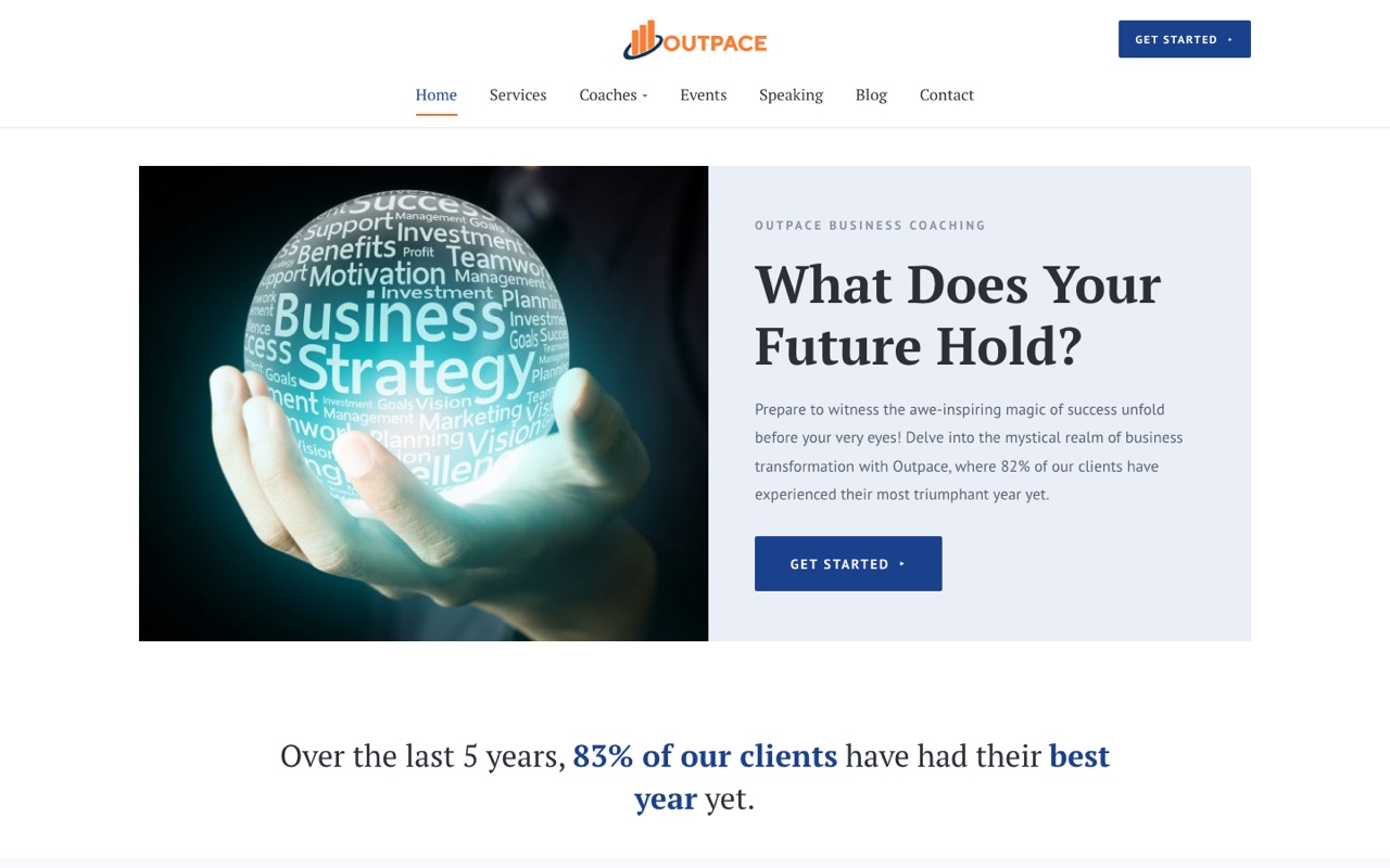 Screenshot of the rebuilt Outpace Enterprises website